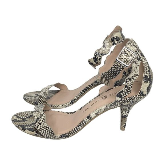 Chinese Laundry Womens Size 7 Ankle Strap 3" Heels Snakeskin Cream Black - Picture 4 of 10